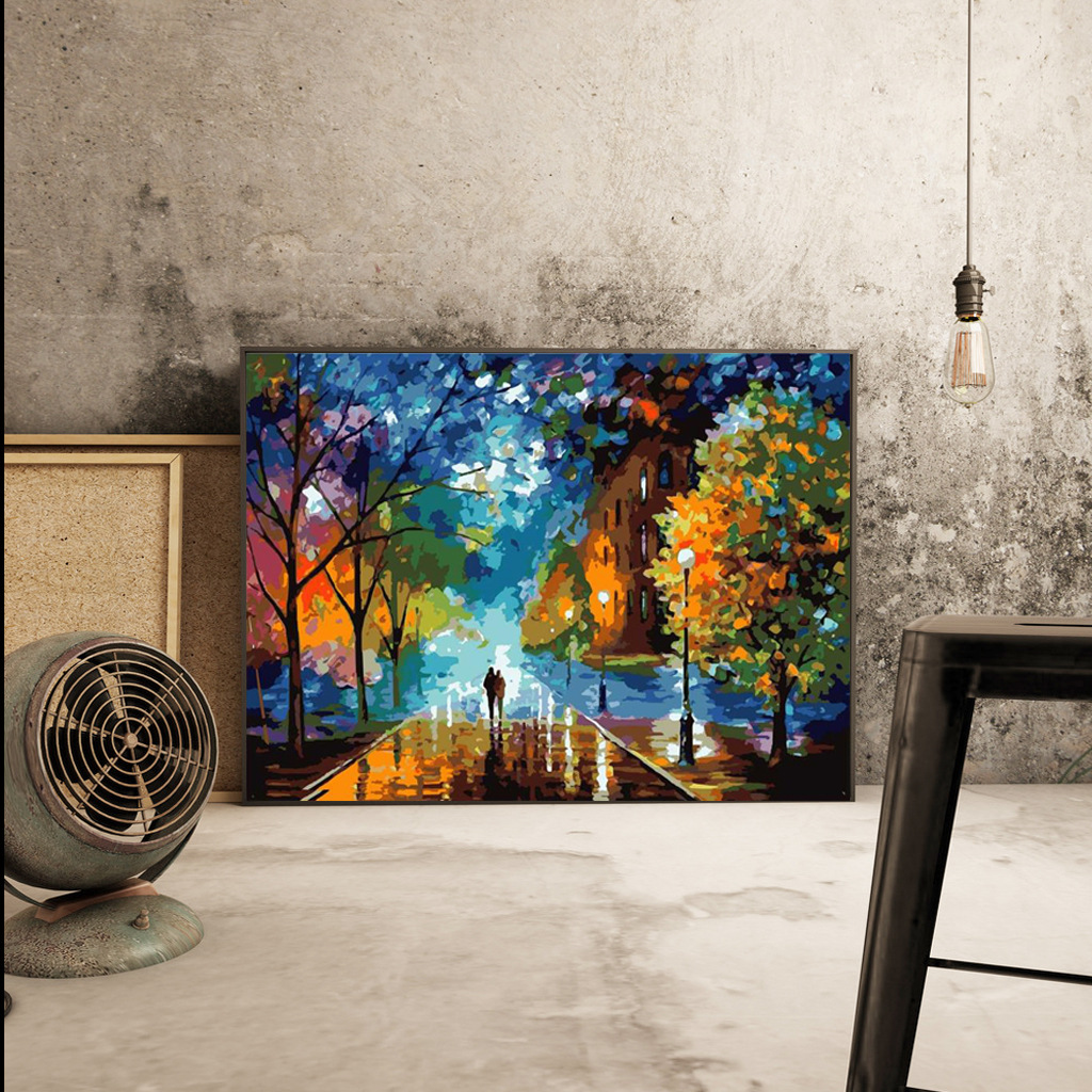 diy 彩色风景 数字油画 手绘画客厅墙壁装饰画 跨境爆款 厂家批发