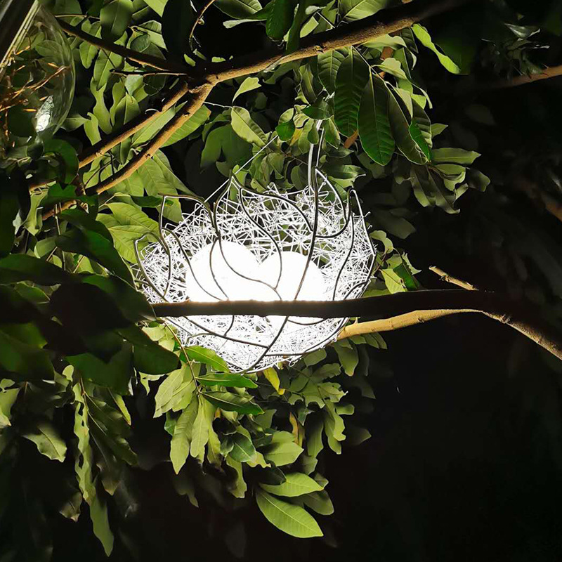 太阳能别墅庭院装饰花园布置院子户外防水鸟窝挂树灯创意鸟巢灯