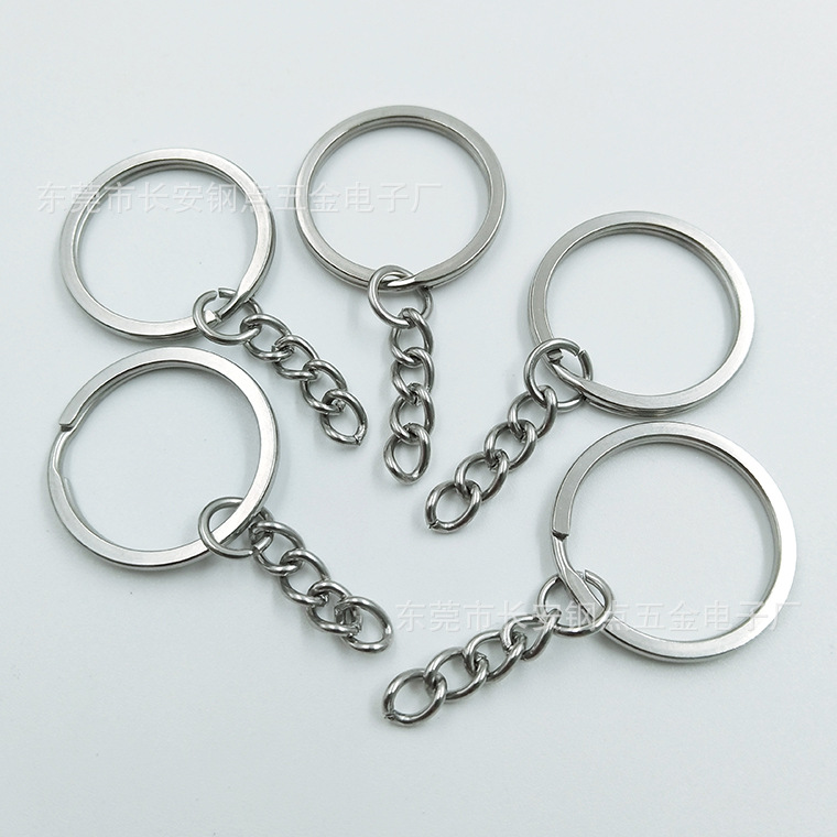 Factory Direct Sales Key Ring with Chain Flat Ring Plus Chain Toy Hardware Accessories 25 Key Ring in Stock