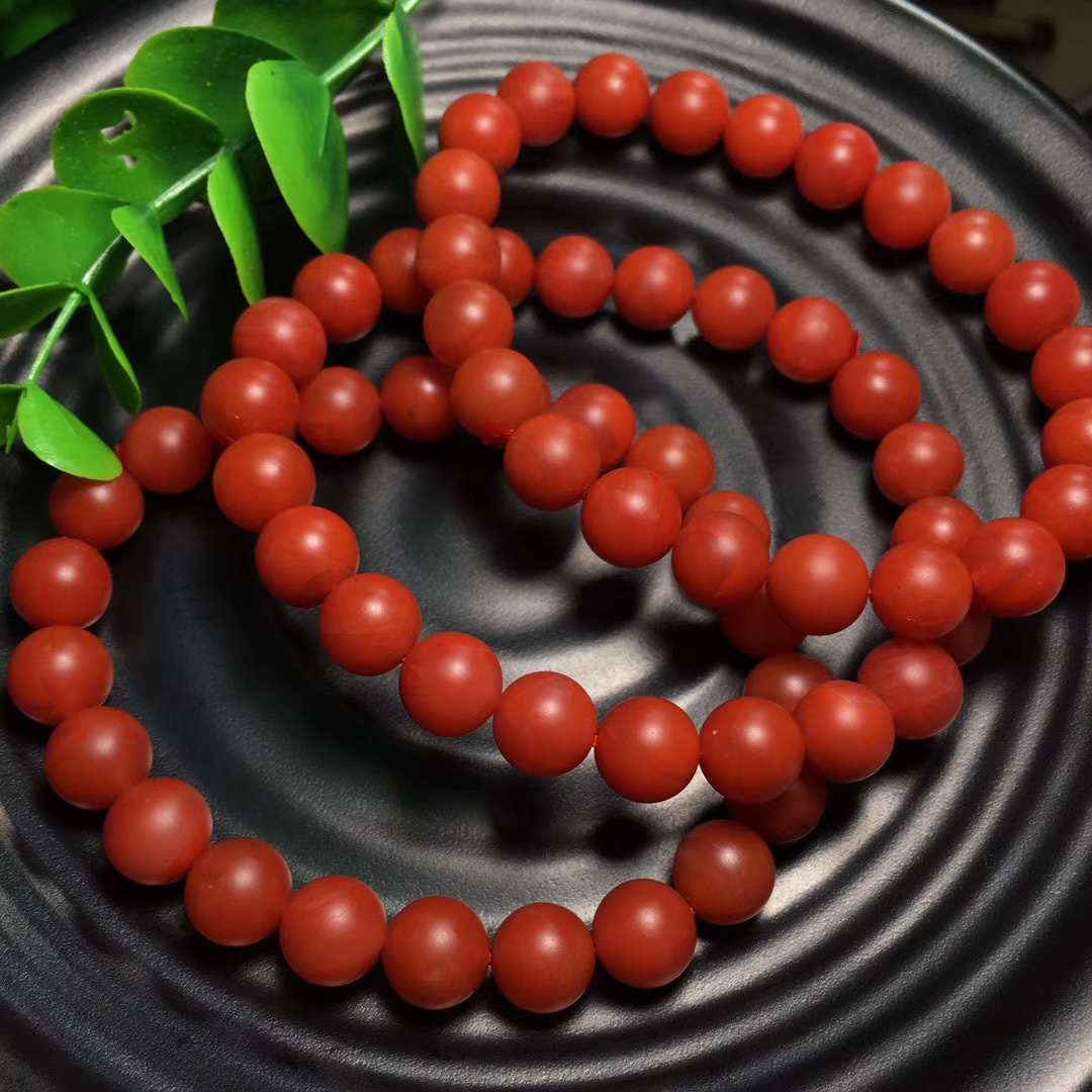 厂工厂直销天然保山南红玛瑙单圈手链亚光南红手链颜色鲜艳红润