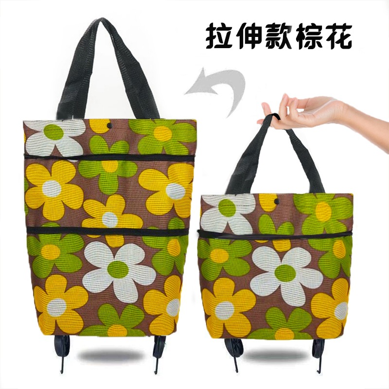 Trolley Bag Factory Wholesale Stretch Shopping Bag Printing Portable Large Capacity Household Storage Bag Shopping Vegetables Basket