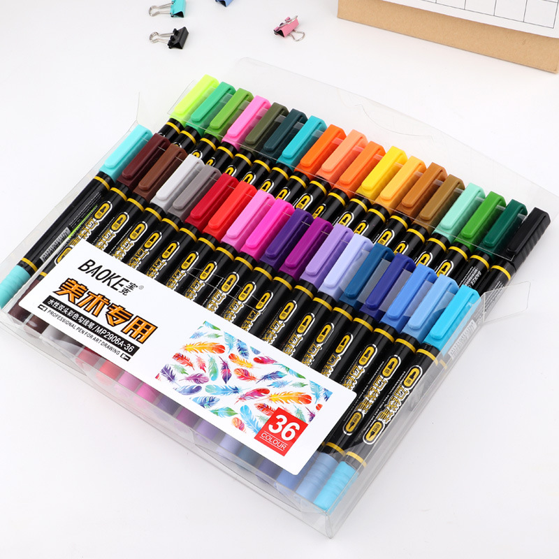 【深圳宝克笔】供宝克mp2906a#36色水性双头记号笔彩色美术勾线笔