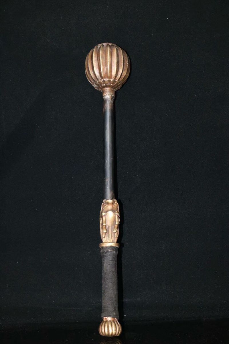 珍藏十八般兵器纯铜南瓜锤流星锤摆件古玩仿古做旧铜器工艺品