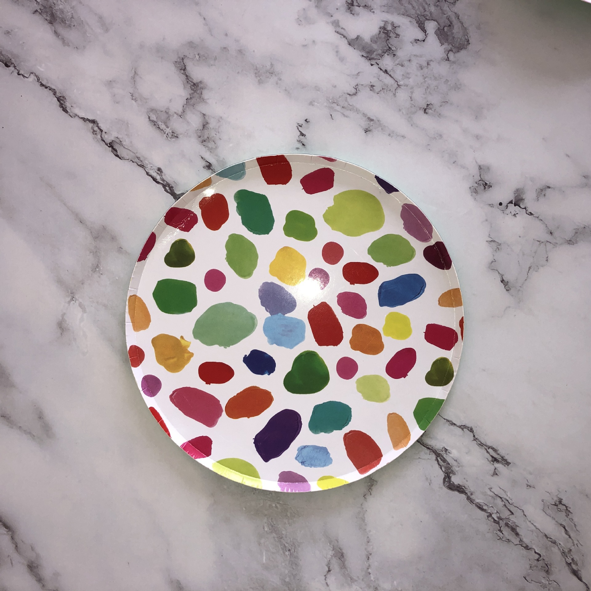 新款派对纸盘子彩色涂鸦圆盘一次性餐具儿童生日聚会蛋糕盘碟子