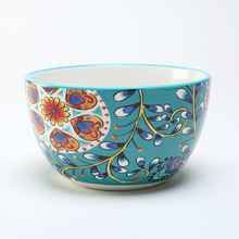 6英寸陶瓷手绘碗釉下彩面碗汤碗美式田园麦片碗北欧大碗家用餐具