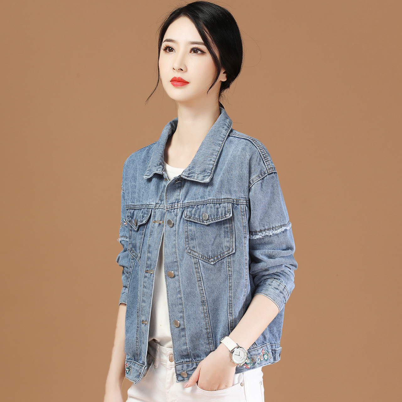 秋装上新长袖宽松休闲短款外套女2020年初秋新款百搭牛仔夹克上衣