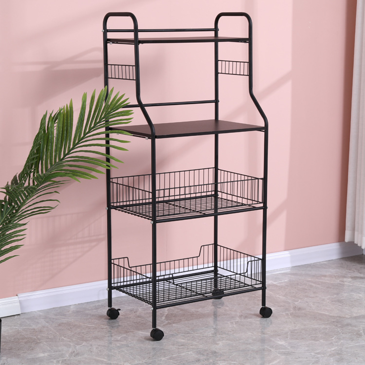 Kitchen Floor Storage Rack Multi-Layer Trolley Storage Rack Bathroom Bathroom Storage Rack Movable Vegetable Organizing Rack