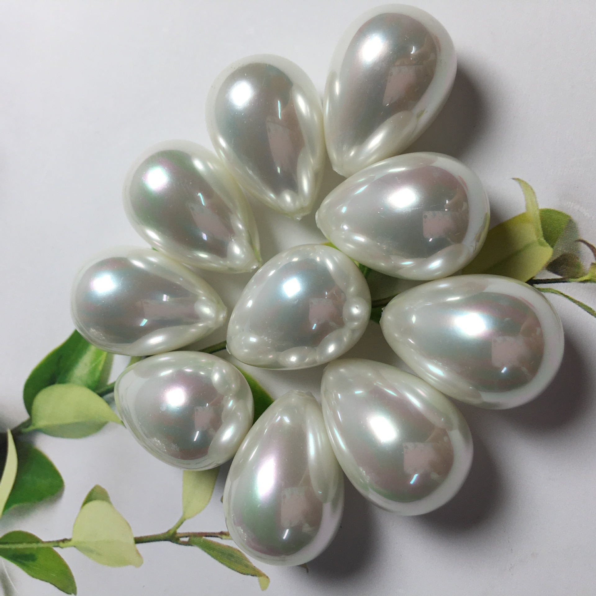 贝壳珠贝珍珠水滴15x20mm半孔白五彩色梨形散珠diy饰品配件贝宝珠