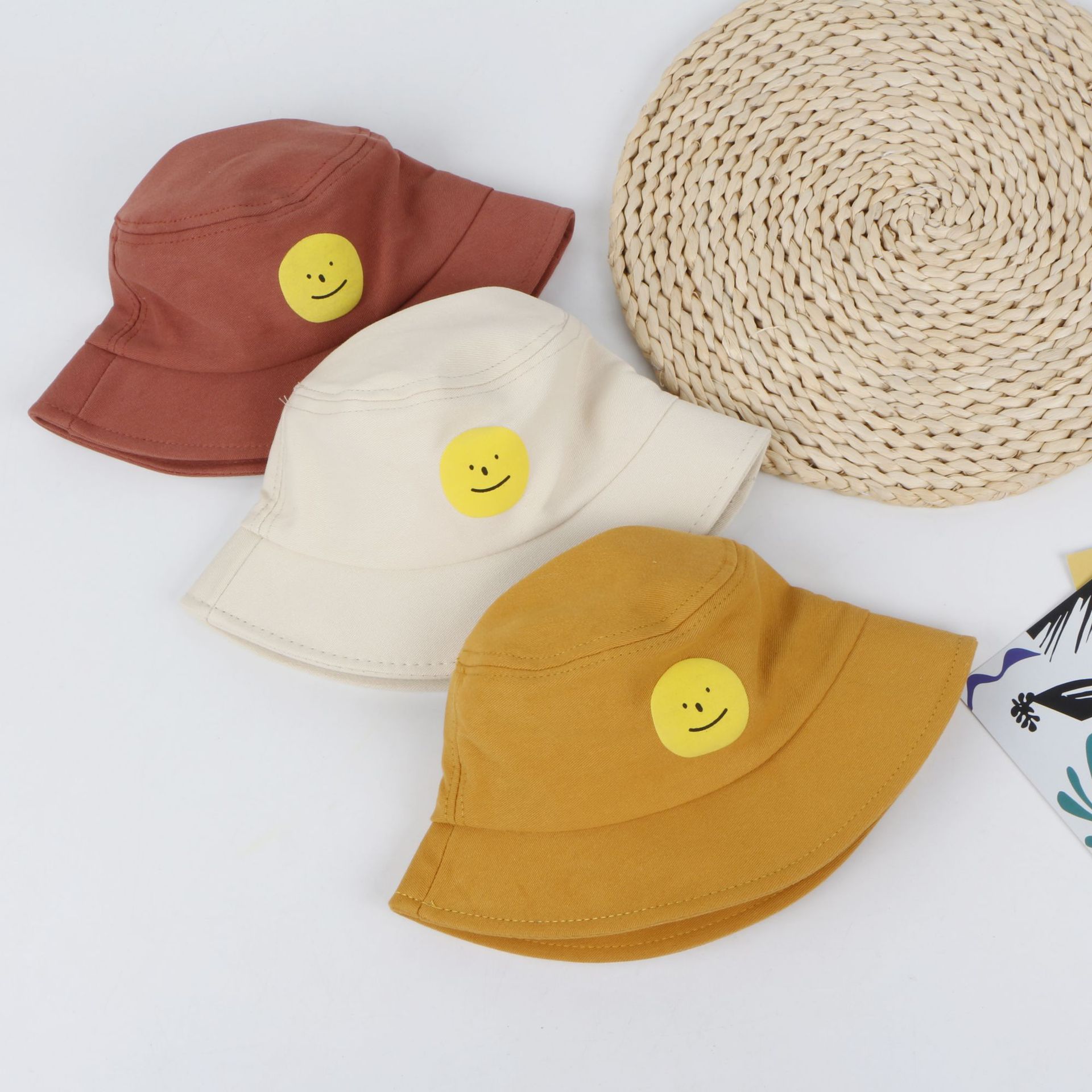 儿童渔夫帽男女童韩版棉日系幼儿园小学生帽子卡通遮阳帽夏季遮阳