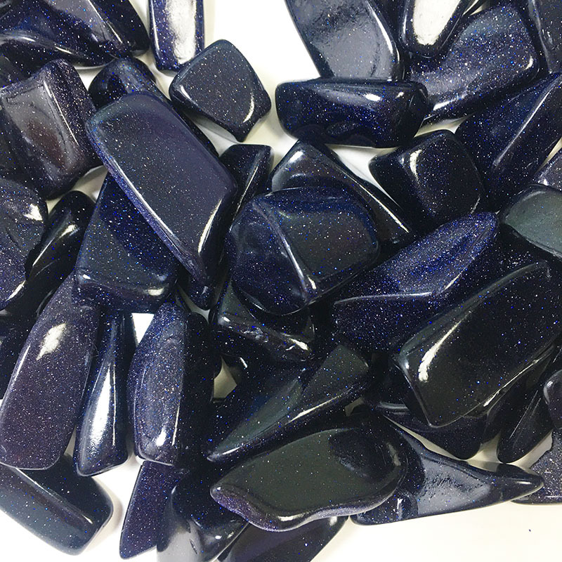 天然蓝沙石碎石方块大颗粒蓝沙原石抛光打磨鱼缸摆件办公摆把玩件