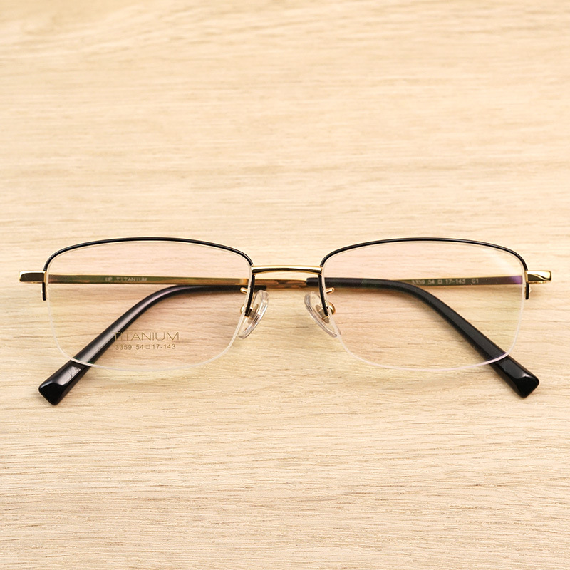 复古半框钛合金镜架 高级男款商务眼镜 切边组合镜腿厂家直销3359