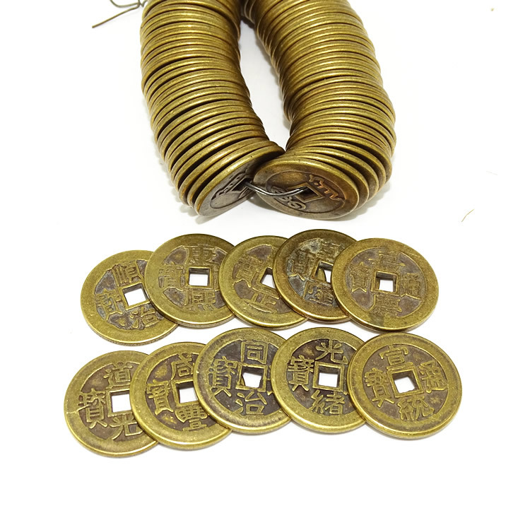 散装天师铜钱 加厚铜钱 五帝钱 清朝十帝钱 麻绳铜钱串 批发铜钱