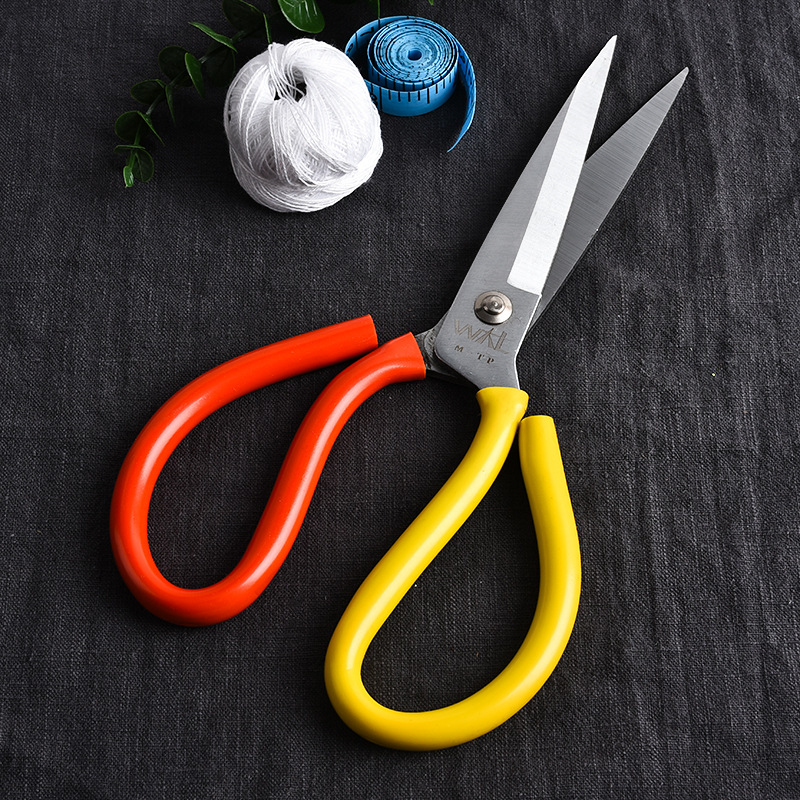 Electroplating Manganese Steel Double Color Handle Household Scissors Anti-Rust Scissors Civil Scissors Kitchen Leather Scissors Civil Tailor Scissors Wholesale