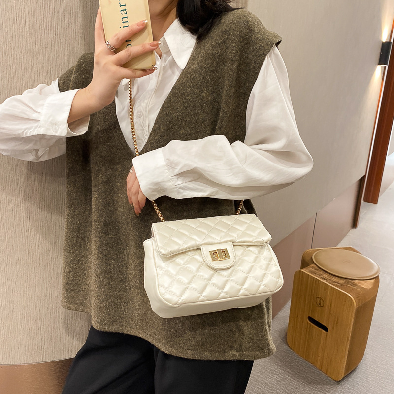 Blue Cool Classic Style Diamond Pattern Chain Bag Women's 2020 New Korean Style Fall Winter Fashion Shoulder Crossbody Small Square Bag