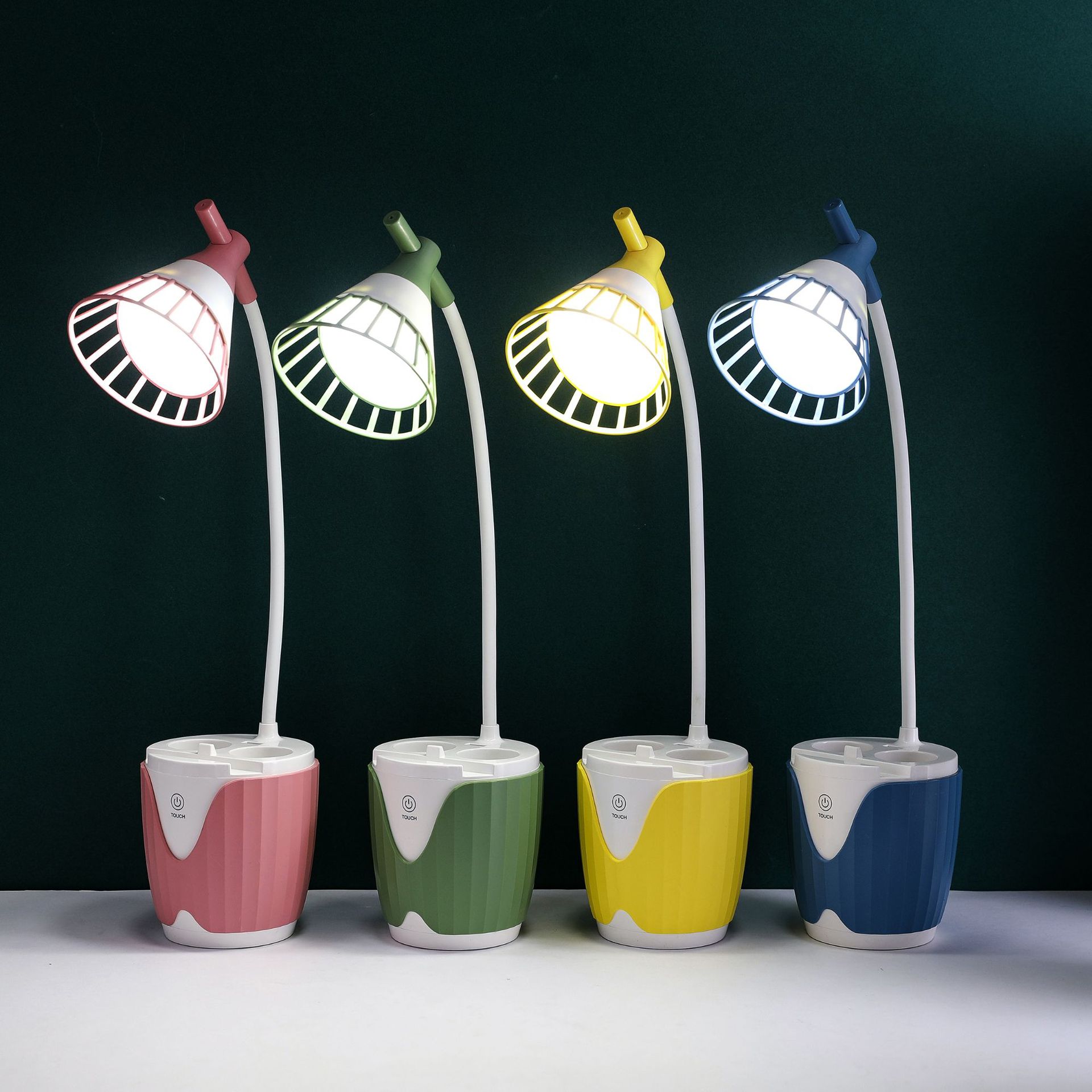 羽毛球灯头充电双笔筒台灯三档灯光调节折叠触摸儿童卧室桌面台灯