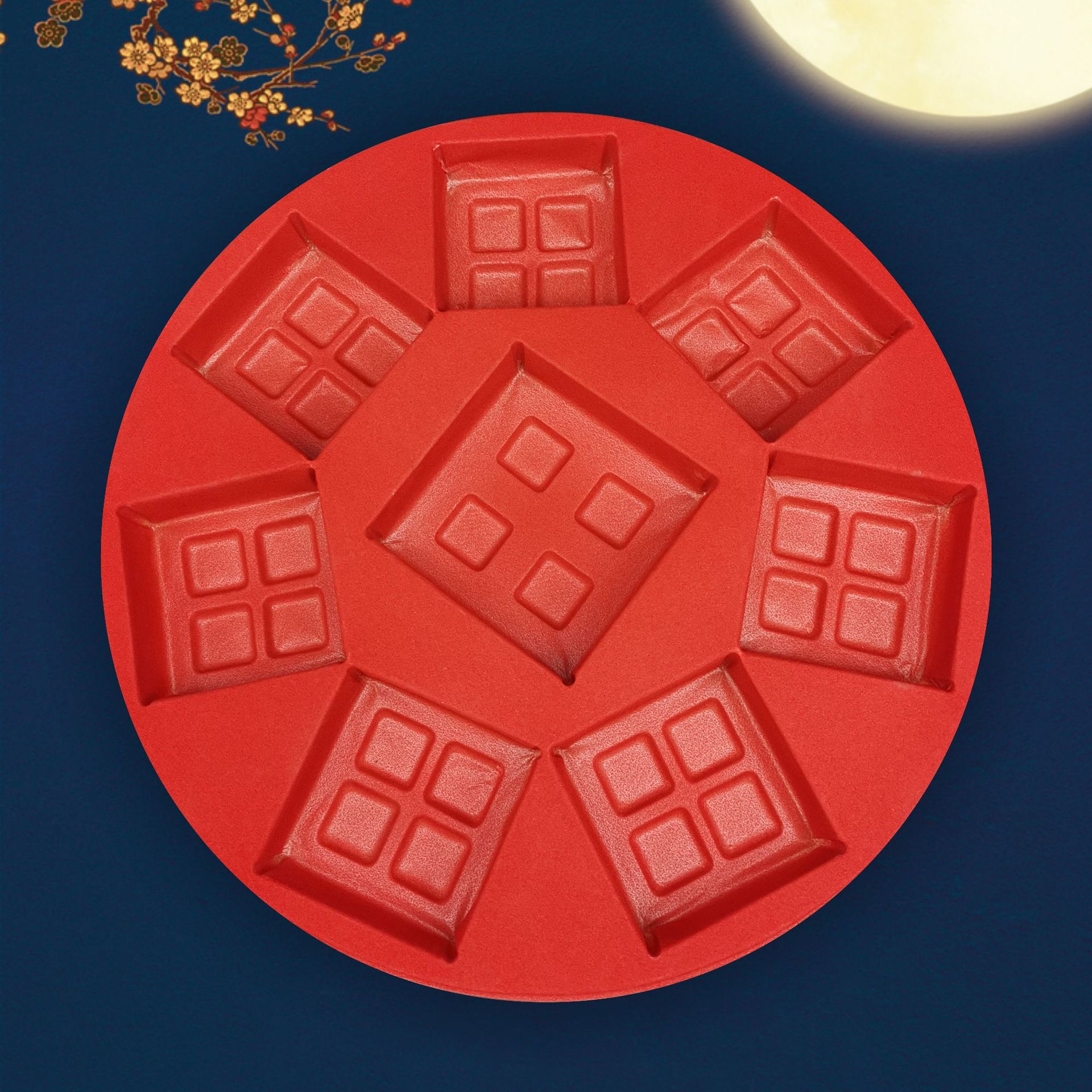 植绒月饼托 红色月饼托盘 月饼内托定制 吸塑工厂