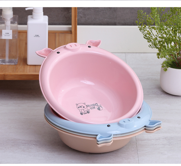 简约北欧居家塑料多用脸盆创意日式猪盆洗脸洗菜洗衣服耐用面盆