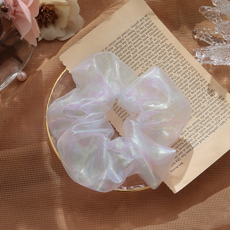 新款梦幻人鱼姬光泽网纱大肠发圈超仙欧根纱发绳清新大肠圈发饰女