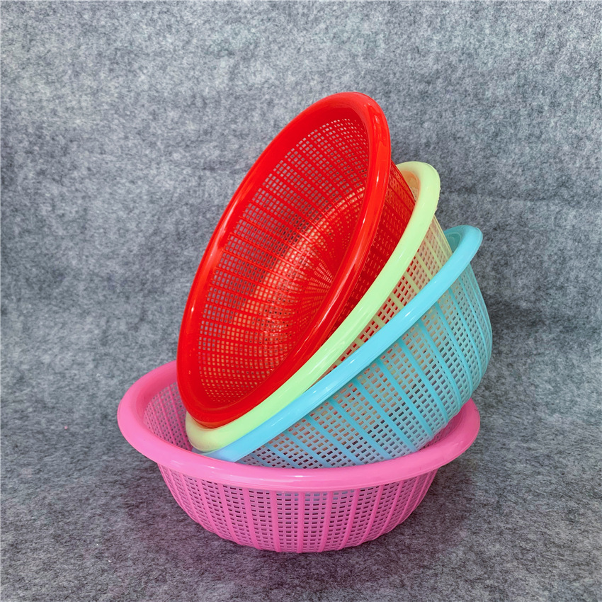 小号米筐塑料圆形米筐一元两元塑料洗菜篮 水果篮沥水篮赠品筐