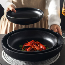 陶瓷碗黑色磨砂12寸水煮鱼大汤碗餐饮用日韩风圆形家用创意餐具