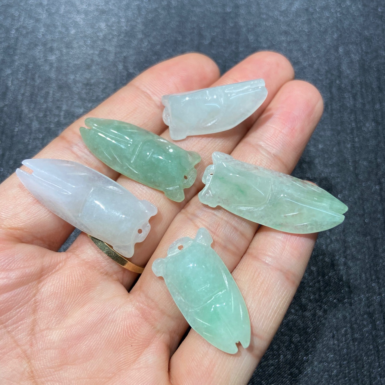 缅甸翡翠a货糯冰种蝉吊坠 知了一鸣惊人玉佩四会玉器挂件工厂批发