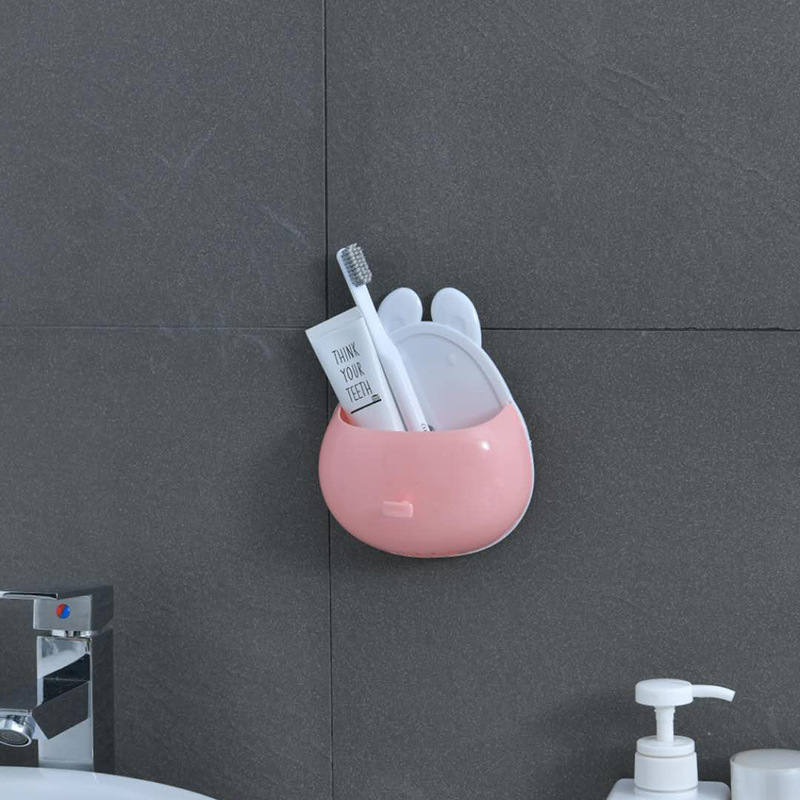 Factory Online Red Nordic Style Bathroom Shelf Bathroom Wall-Mounted Cute Cartoon Toothbrush Rack Wholesale