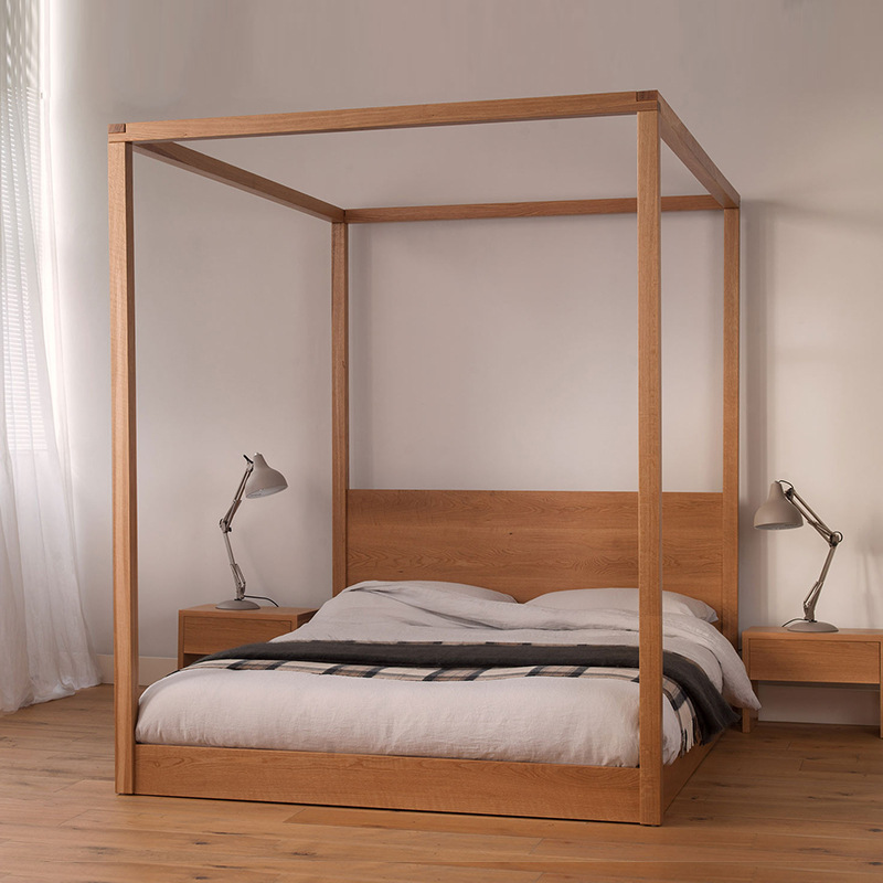 全实木架子床落地网红北欧风格四柱床日式床民宿家具床客栈床定制
