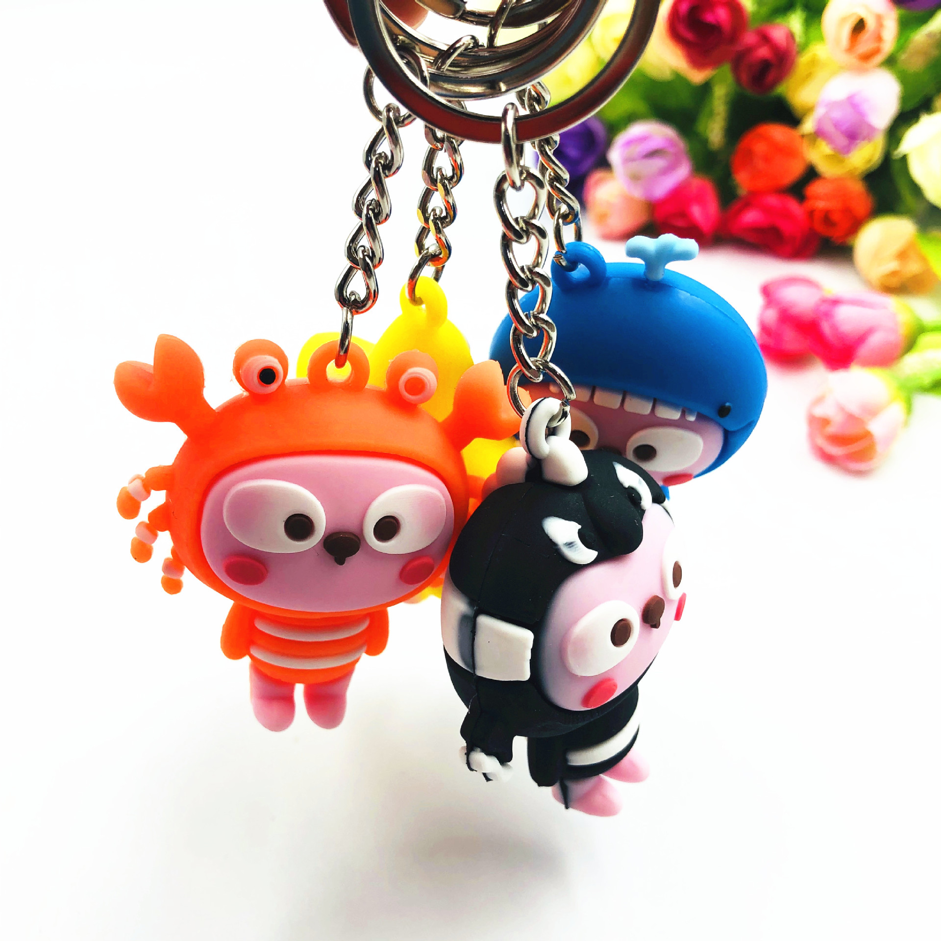 卡通海洋动物螃蟹宝宝钥匙扣挂件抓娃娃机创意乐园扫码小礼品