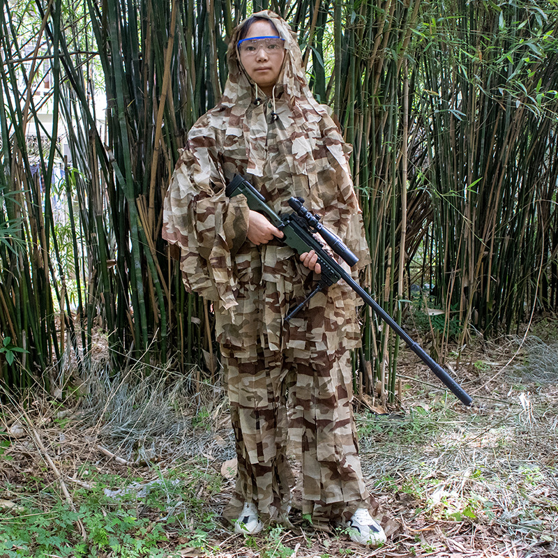 成人户外野战吉利服 三色沙漠狩猎衣 cs伪装服训练网眼迷彩服男