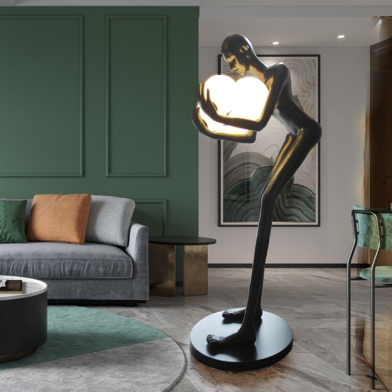 Post-Modern Humanoid Sculpture Ball Floor Lamp Designer Hotel Lobby Living Room Creative Large Human Body Floor Lamp