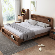 北欧实木床主卧1.8米双人床1.5米现代简约经济型出租房简易木床