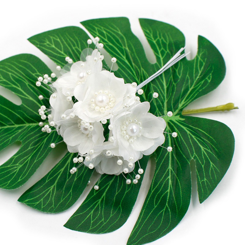 6支/束 仿真白珍珠花芯小把花束 diy手工制作头饰发簪材料 假花