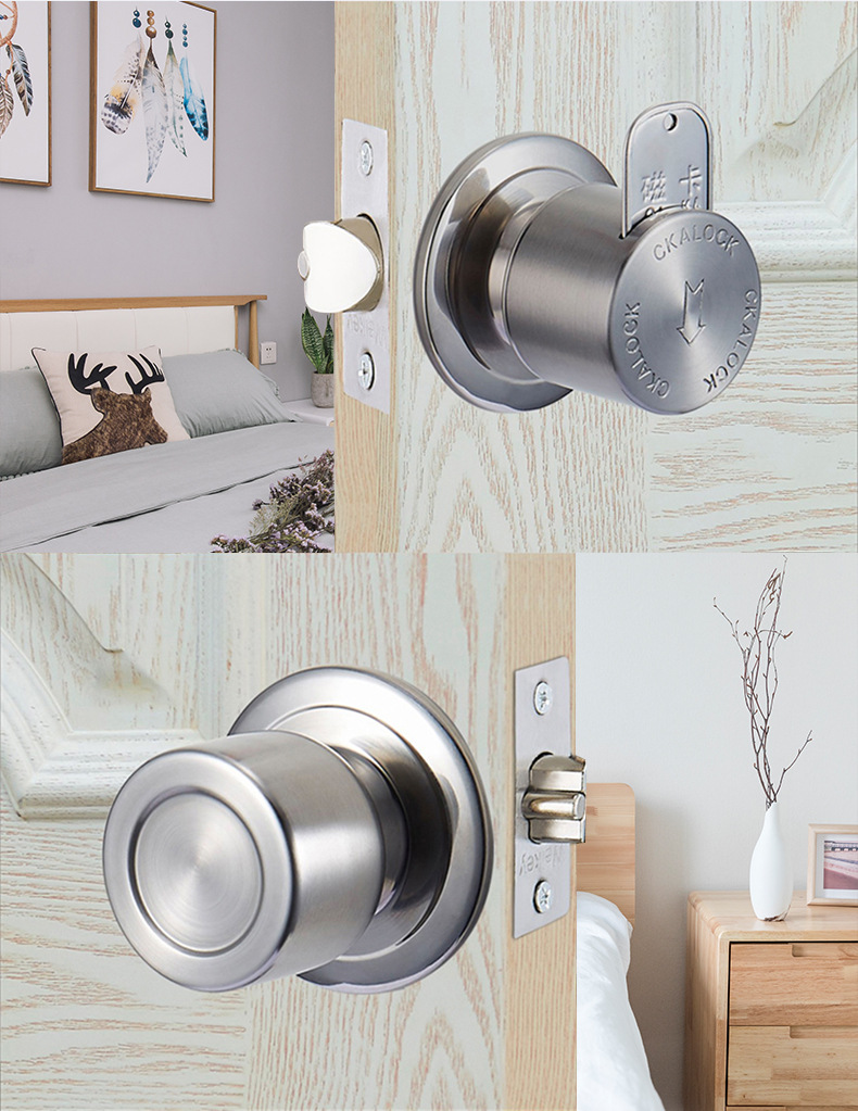 坚荣酒店不锈钢磁卡锁公寓旅馆房门球形锁老式插卡宾馆门锁批发