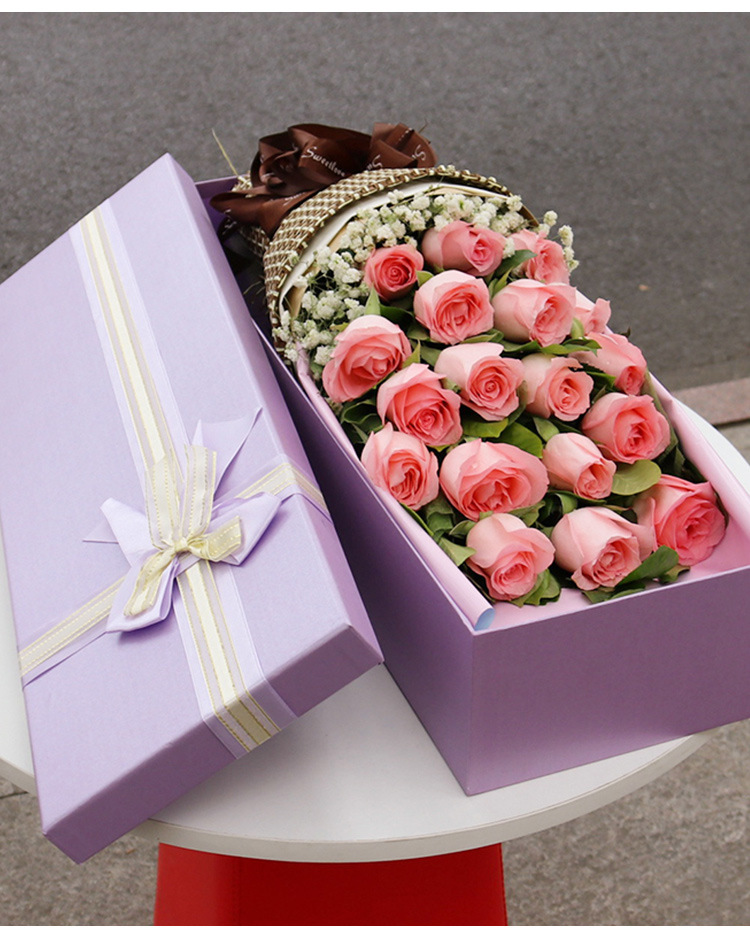 唐德520情人节礼物长方形 十字蝴蝶结鲜花礼盒 香皂玫瑰花礼品盒