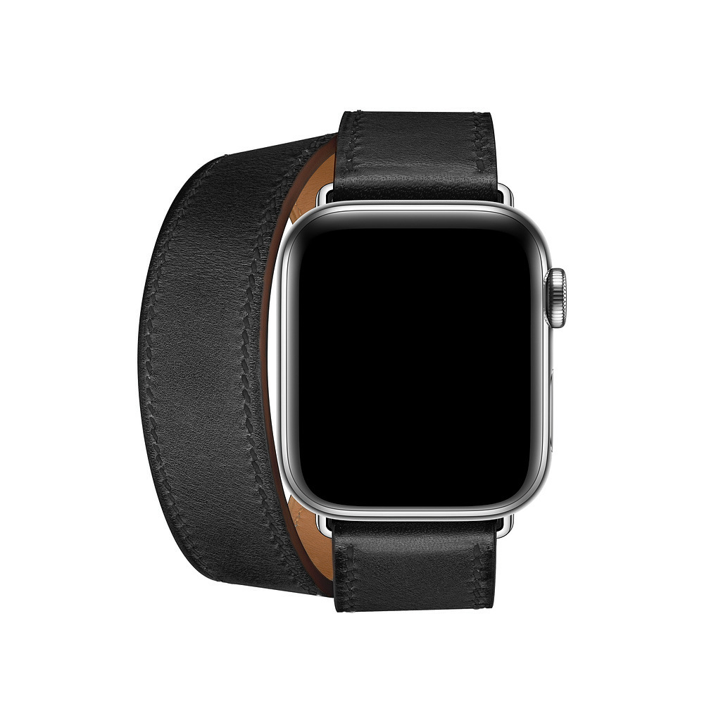 适用于apple watch表带苹果表带爱马仕真皮双圈表带头层牛皮表带