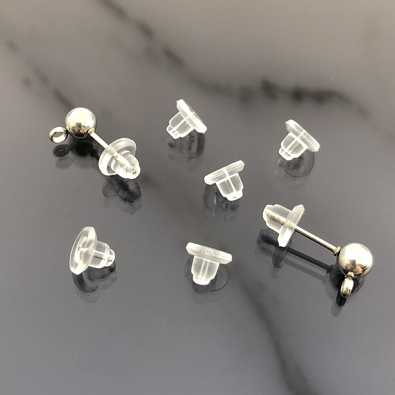 透明子弹头耳堵耳帽耳饰 硅胶塑料耳塞不过敏耳针塞 diy饰品配件