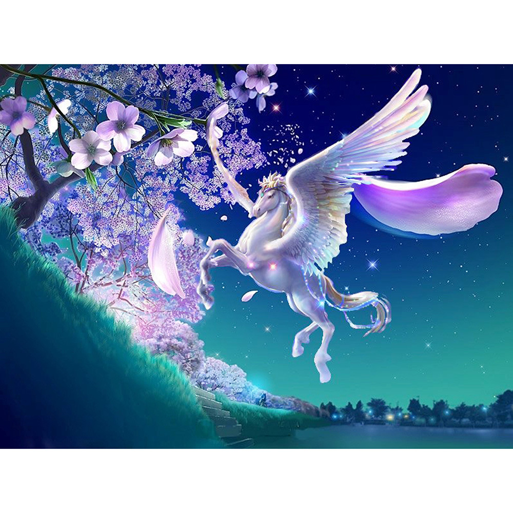跨境5d钻石画跨境魔幻飞马 diy满钻客厅装饰画钻石贴画定制批发