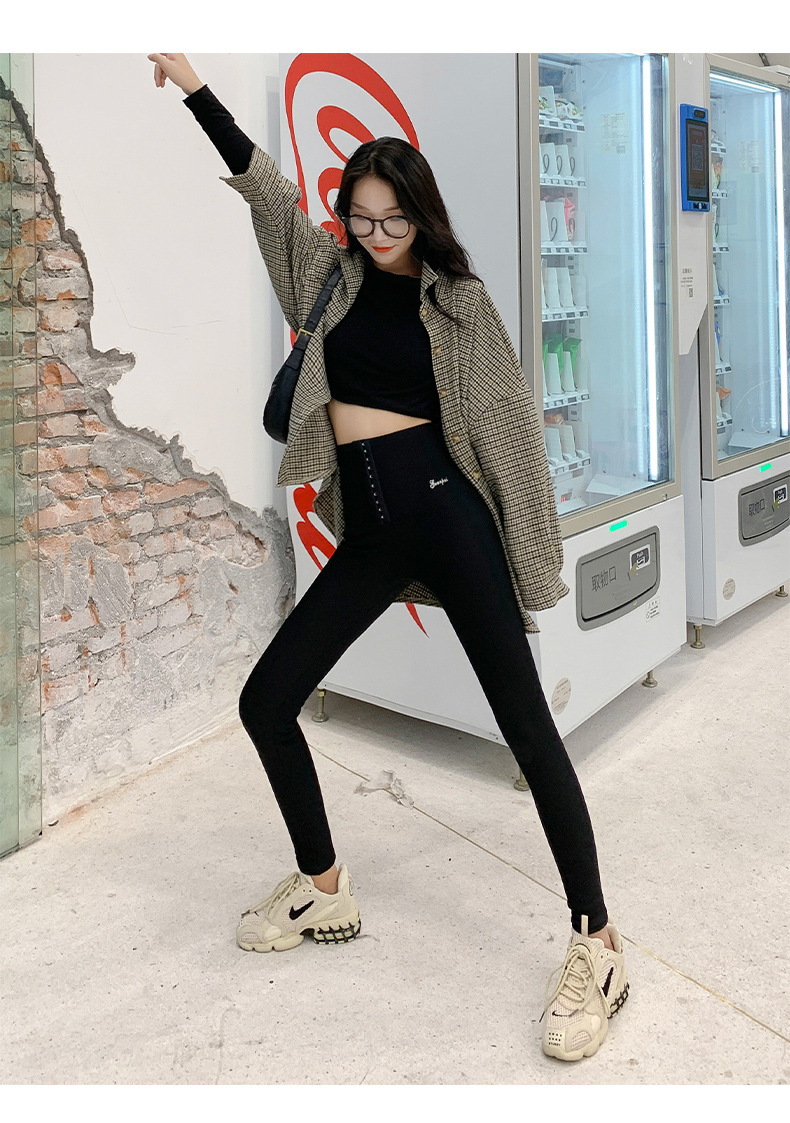 鲨鱼皮打底裤女秋冬高腰外穿vc润肤裤九分弹力紧身压力加绒芭比裤