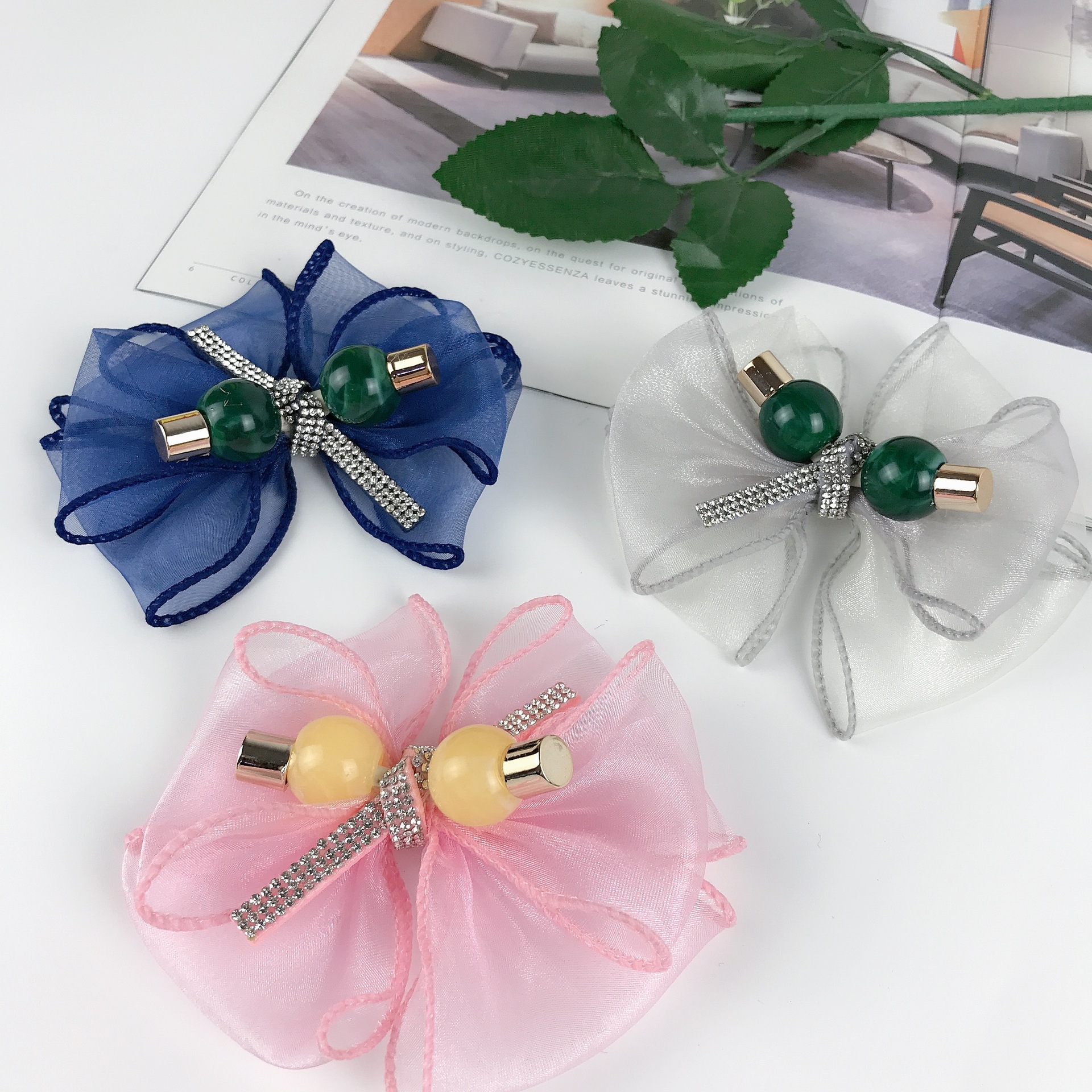 新款日系花朵网纱蝴蝶结鞋花 手工diy发饰饰品配件鞋辅料厂家直销