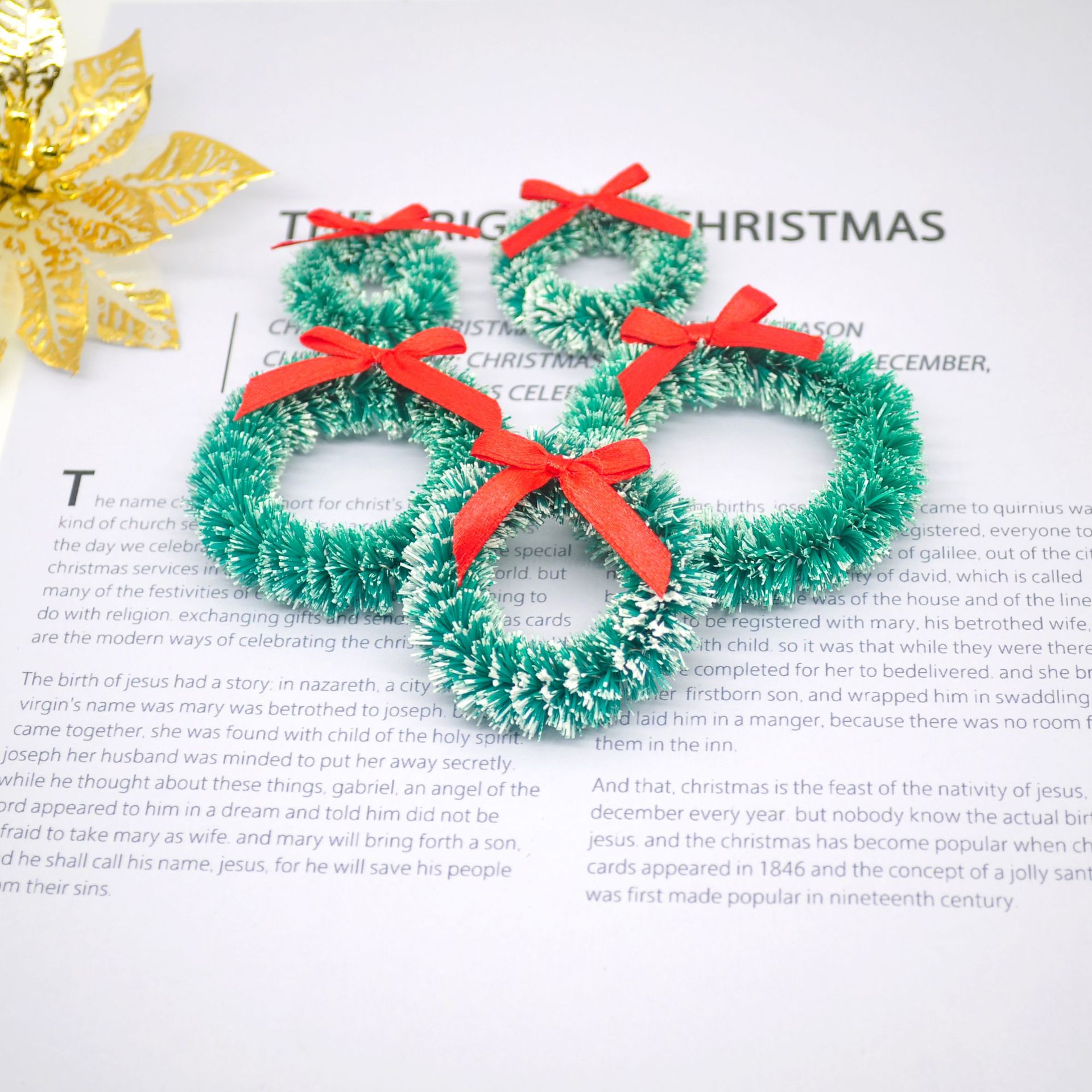 Jiaxin Christmas Garland Ornaments Mini Qiongma Ring Plastic Rattan Simulation Small Wreath Grass Ring Door Ring Decoration Wholesale