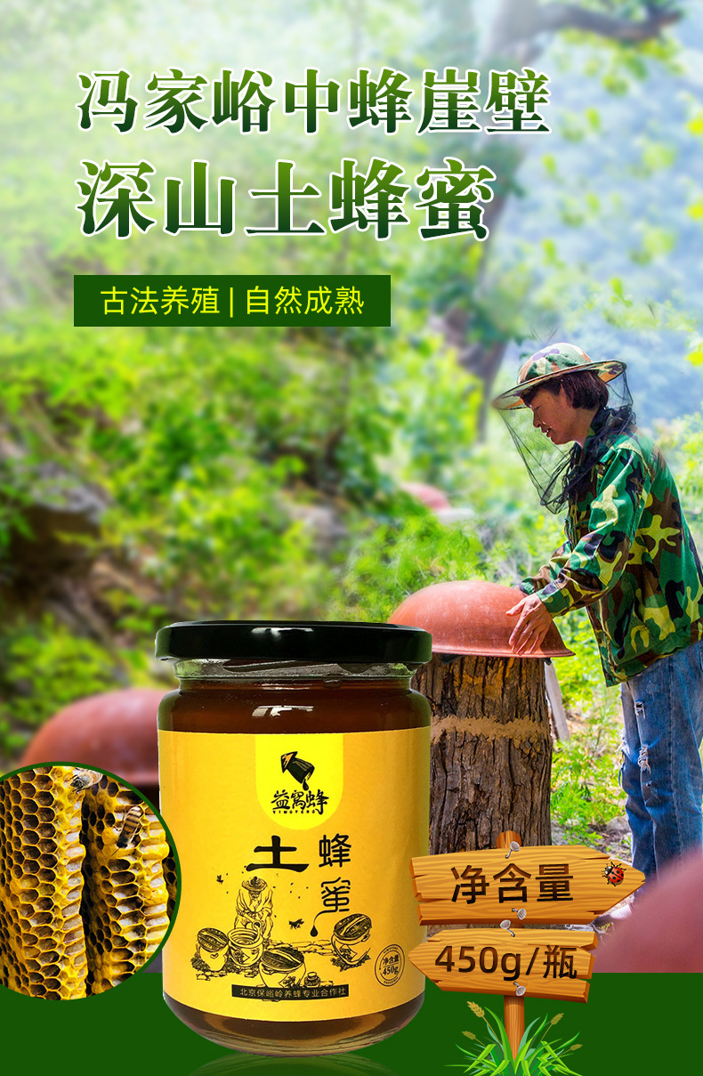 益窝蜂农家土特产百花蜂蜜450g深山野蜂蜜土蜂蜜成熟蜂蜜一件代发