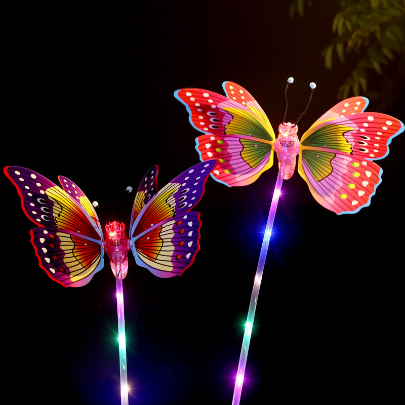 地摊热卖电动闪光蝴蝶带音乐的发光玩具快手抖音同款发光电动蝴蝶