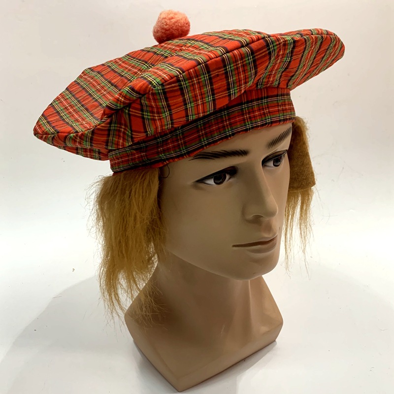 苏格兰民族帽子红绿格子民族爱尔兰舞蹈帽子外贸出口大英帝国帽子