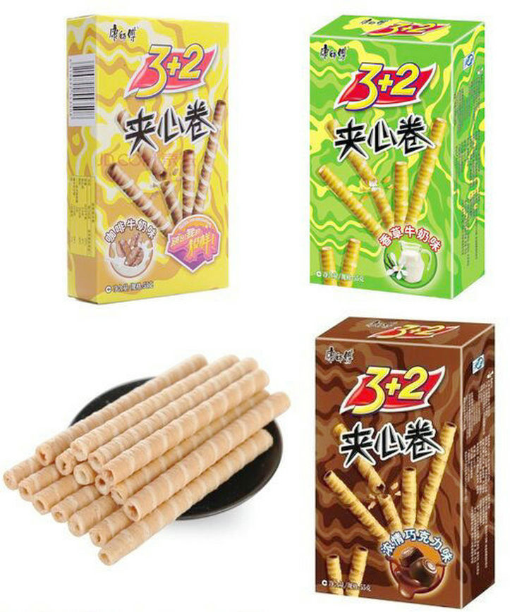 康师傅3 2夹心卷55g办公室休闲下午茶儿童零食怀旧浓情巧克力蛋卷