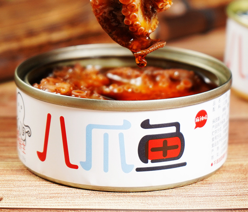 网红零食麻辣八爪鱼罐装即食海鲜一件代发oem代加工休闲零食特产