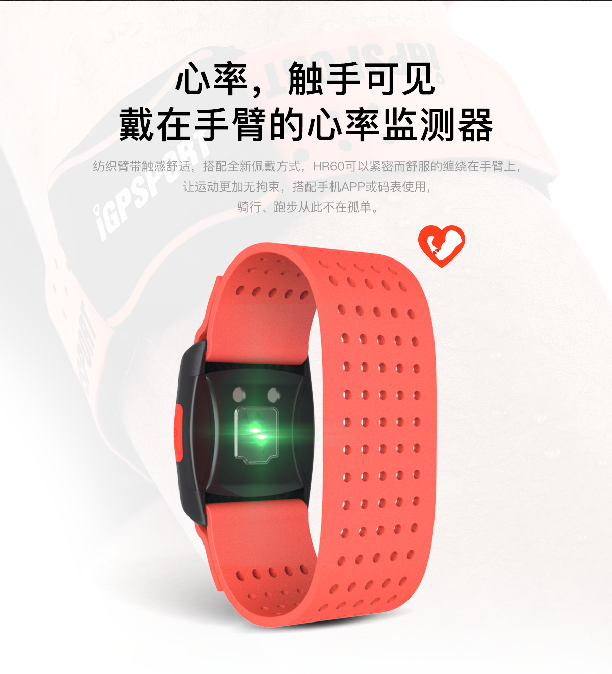 igpsport hr60臂式胸口心率带自行车码表心率带传感器igs心率