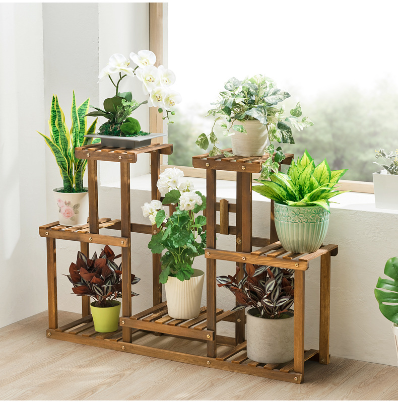 花盆架阳台花架防腐实木质盆栽植物架多层室内客厅落地多肉花架子