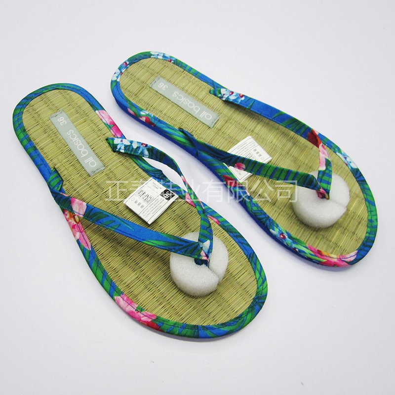 factory wholesale high quality straw mat flip-flops flip-flops can be printed logo pattern straw mat rattan mat sandals