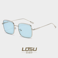 新款时尚简约韩式太阳镜金属男女士百搭墨镜海洋片跨境配近视眼镜