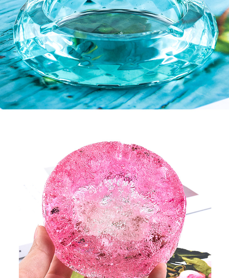 diy手工水晶滴胶材料模具硅胶制作爱心圆形小号烟灰缸模具批发